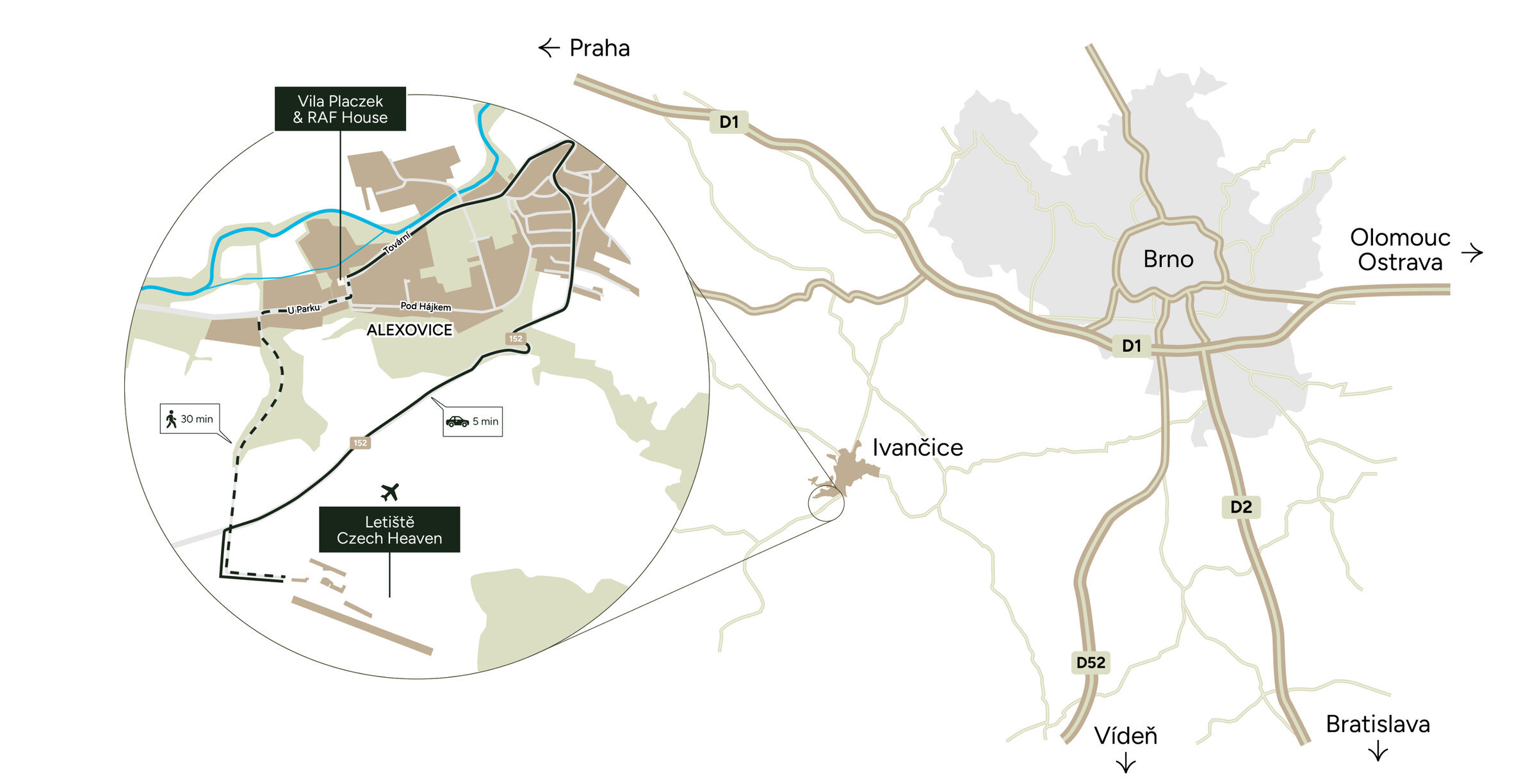 Mapa — Vila Placzek v Ivančicích